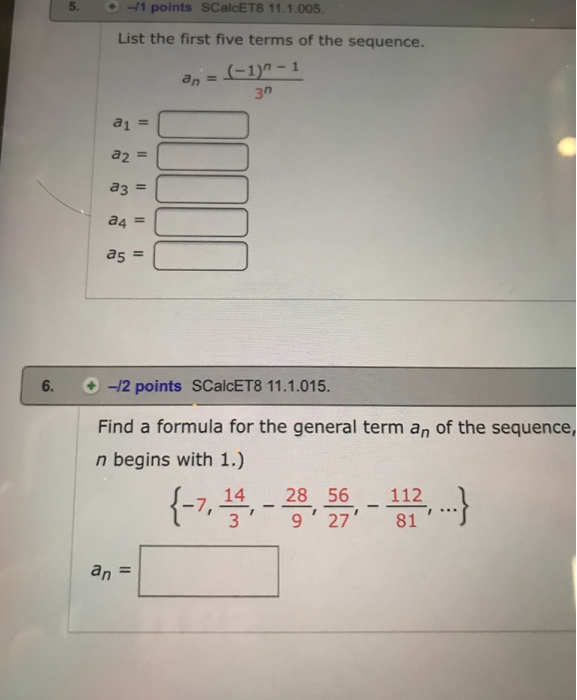 Solved Points Scalcet List The First Five Chegg