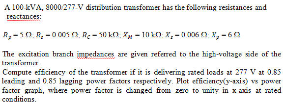 Solved A Kva V Distribution Transformer Has Chegg