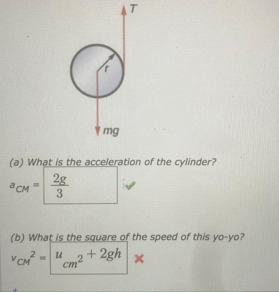 Solved A Yo Yo Can Be Thought Of As A Solid Cylinder Of Mass Chegg