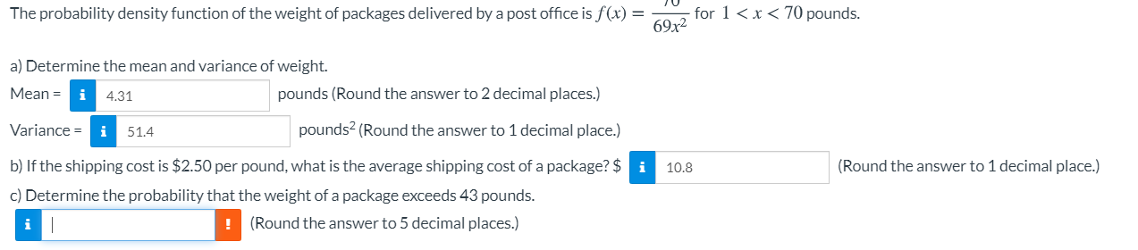 Solved The Probability Density Function Of The Weight Of Chegg