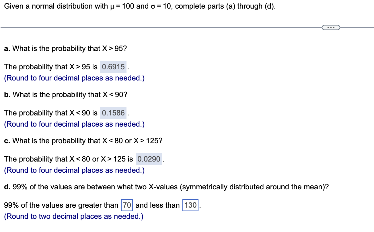 Solved Given A Normal Distribution With And Chegg