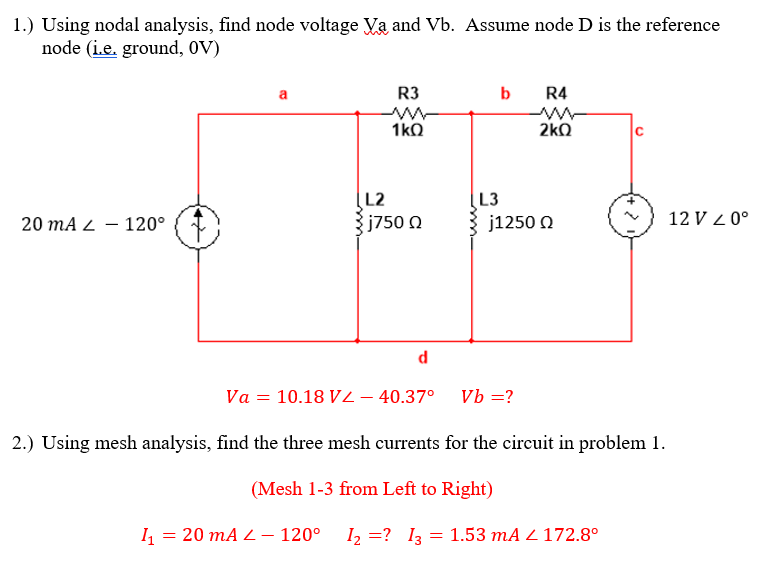 Solved 1 Using Nodal Analysis Find Node Voltage Va And Chegg