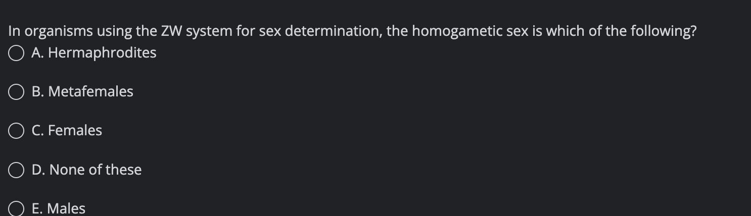 Solved In Organisms Using The ZW System For Sex Chegg