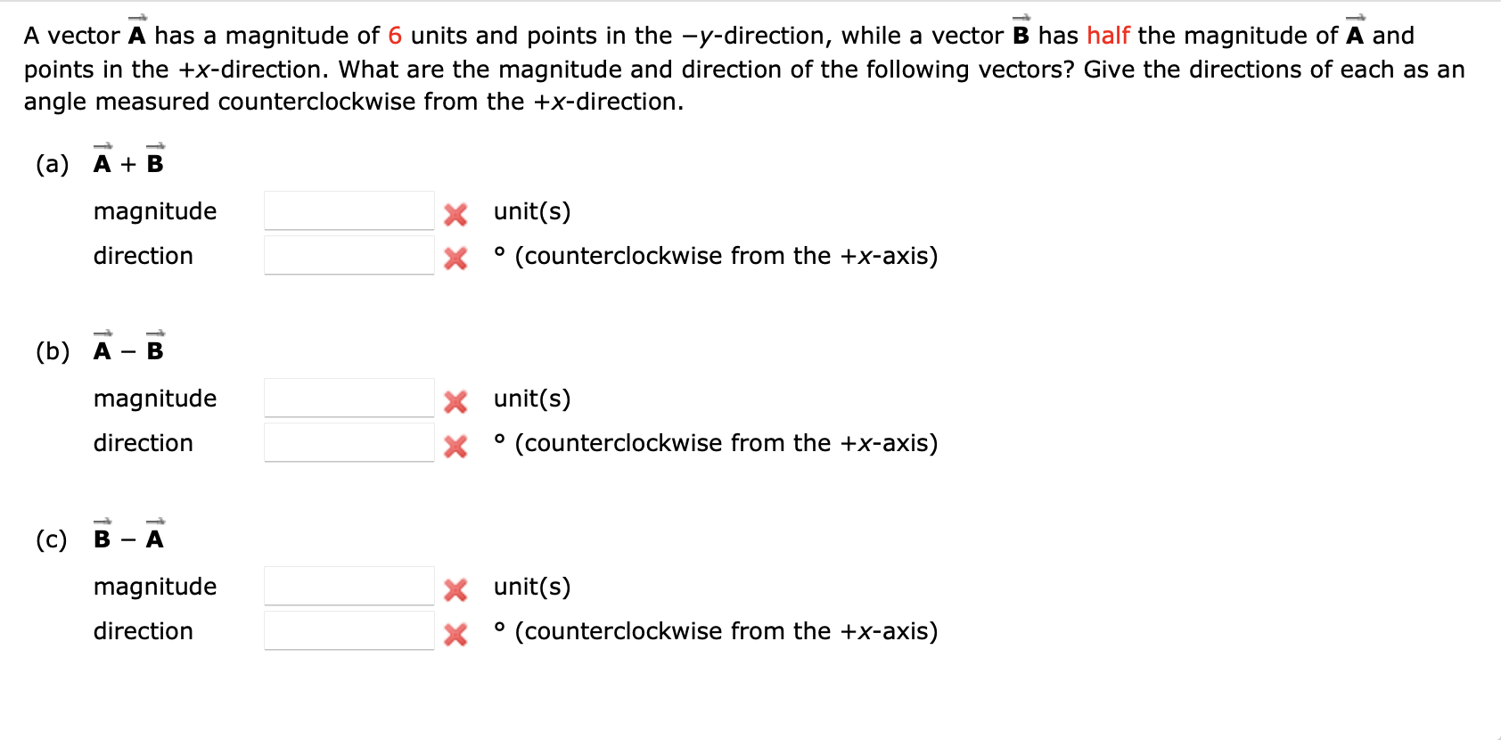 Solved A Vector A Has A Magnitude Of 6 Units And Points In Chegg