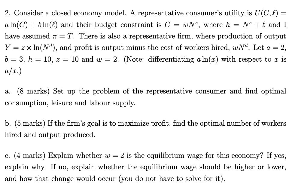 Solved Consider A Closed Economy Model A Representative Chegg