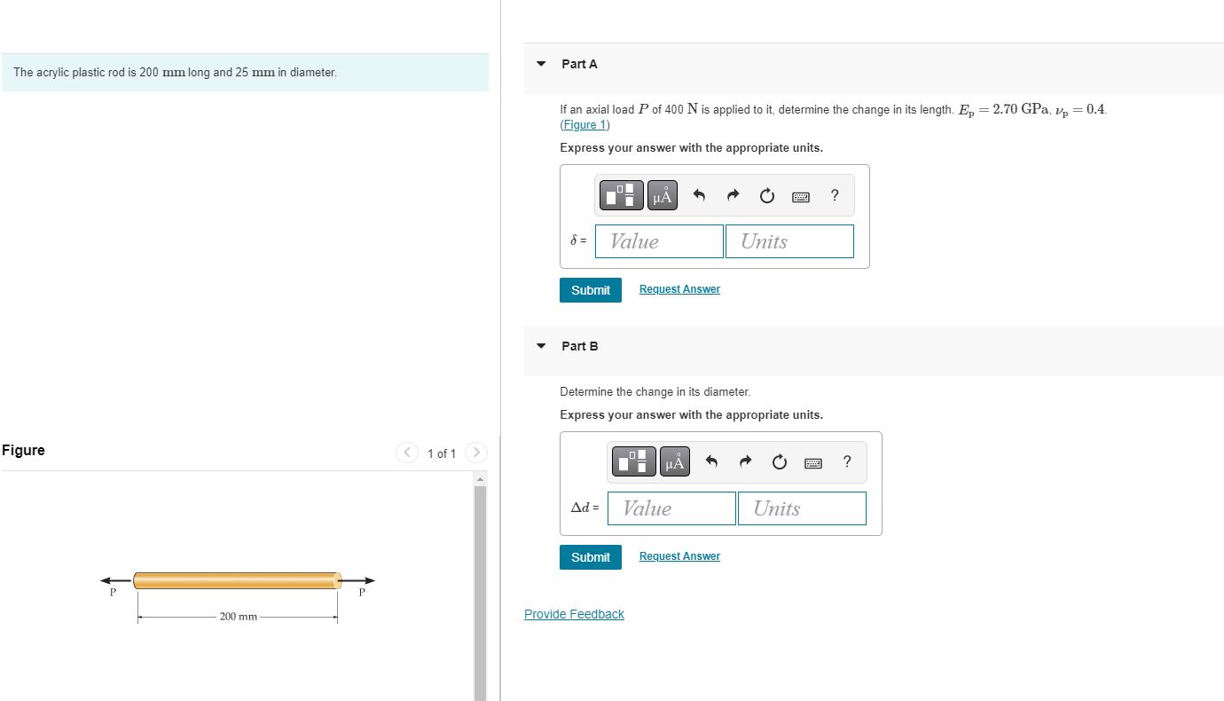 Solved The Acrylic Plastic Rod Is Mm Long And Mm In Chegg