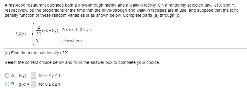 Solved A Fast Food Restaurant Operates Both A Drive Through Chegg