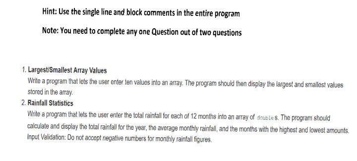 Solved Hint Use The Single Line And Block Comments In The Chegg