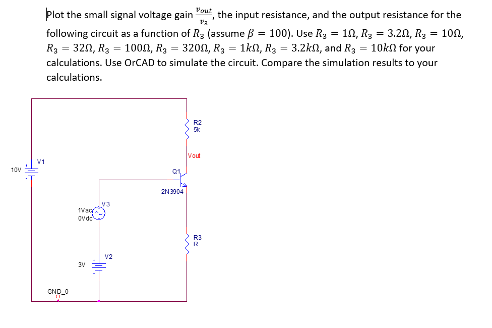 Solved Vout 1 V3 Plot The Small Signal Voltage Gain The Chegg