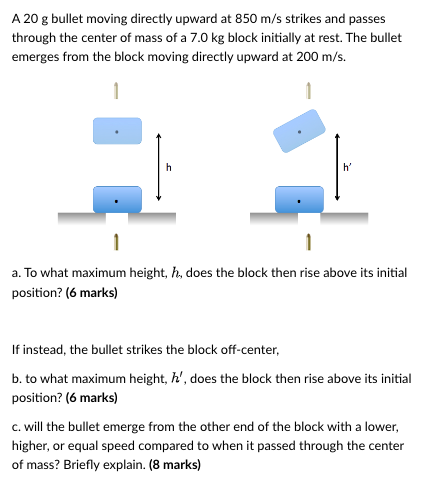 Solved A G Bullet Moving Directly Upward At M S Chegg