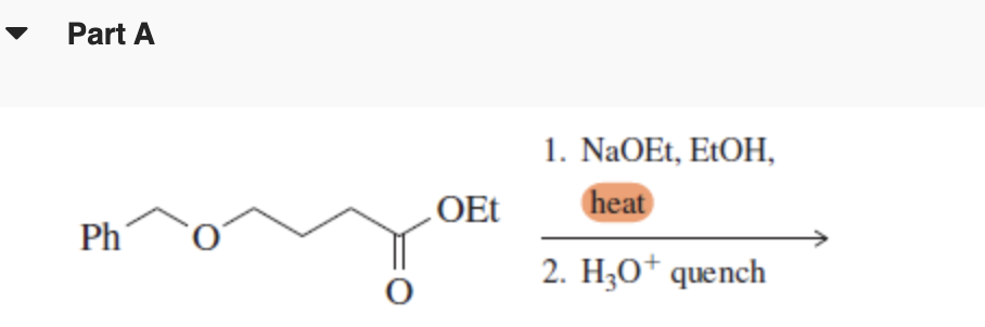 Solved Part A A 1 NaOEt EtOH Heat OET Ph 2 Hz0 Quench O Chegg