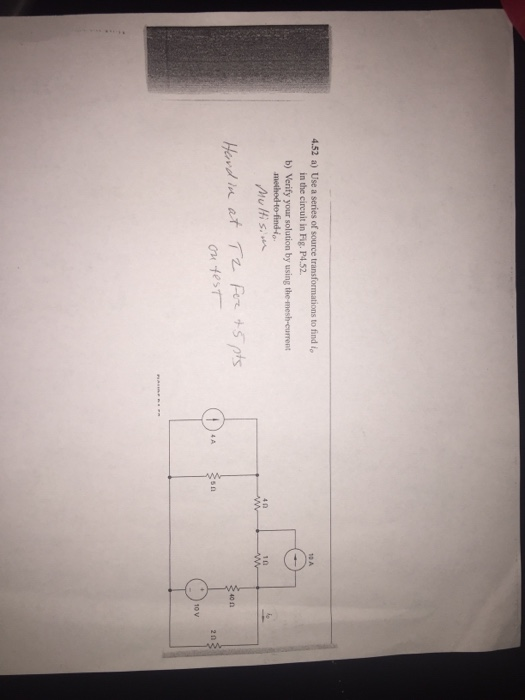 Solved 4 52 A Use A Series Of Source Transformations To Chegg