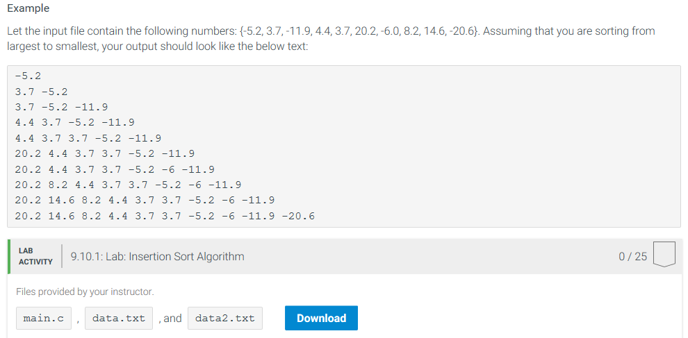 Solved Lab Insertion Sort Algorithm The Insertion Sort Chegg