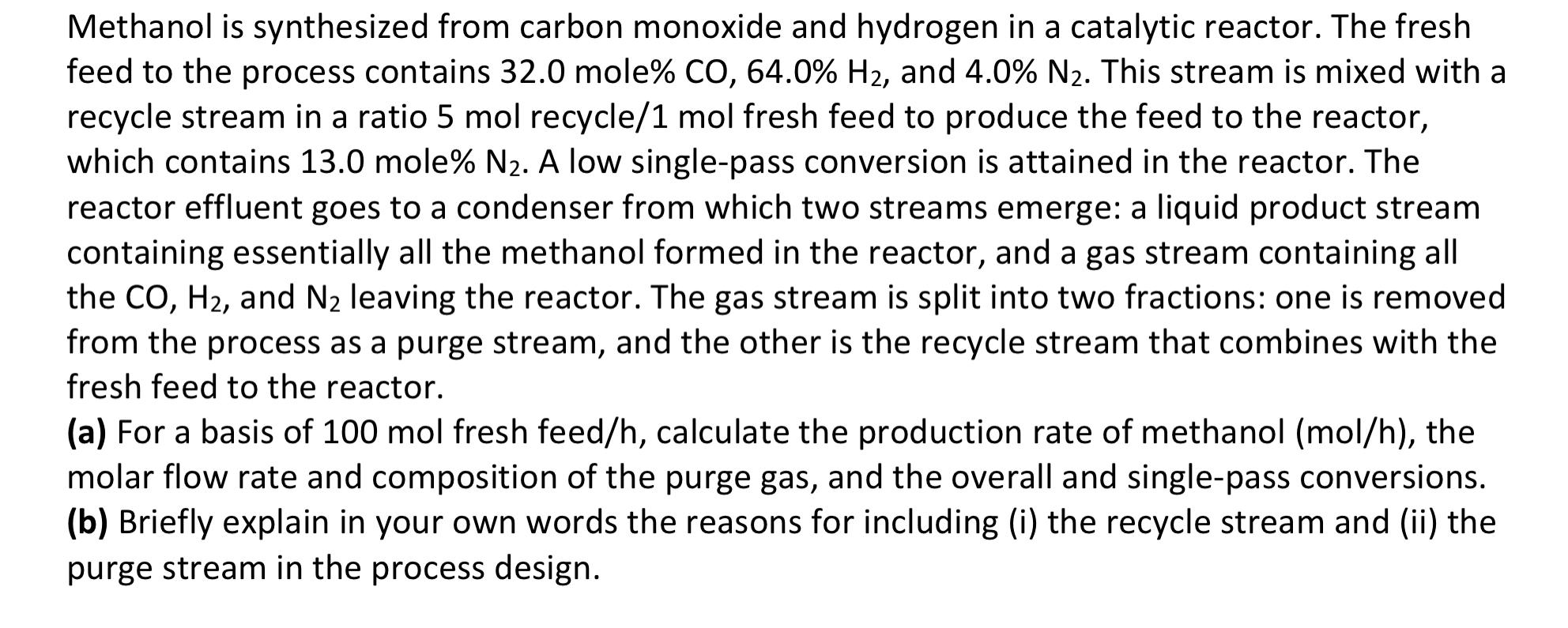 Solved Methanol Is Synthesized From Carbon Monoxide And Chegg