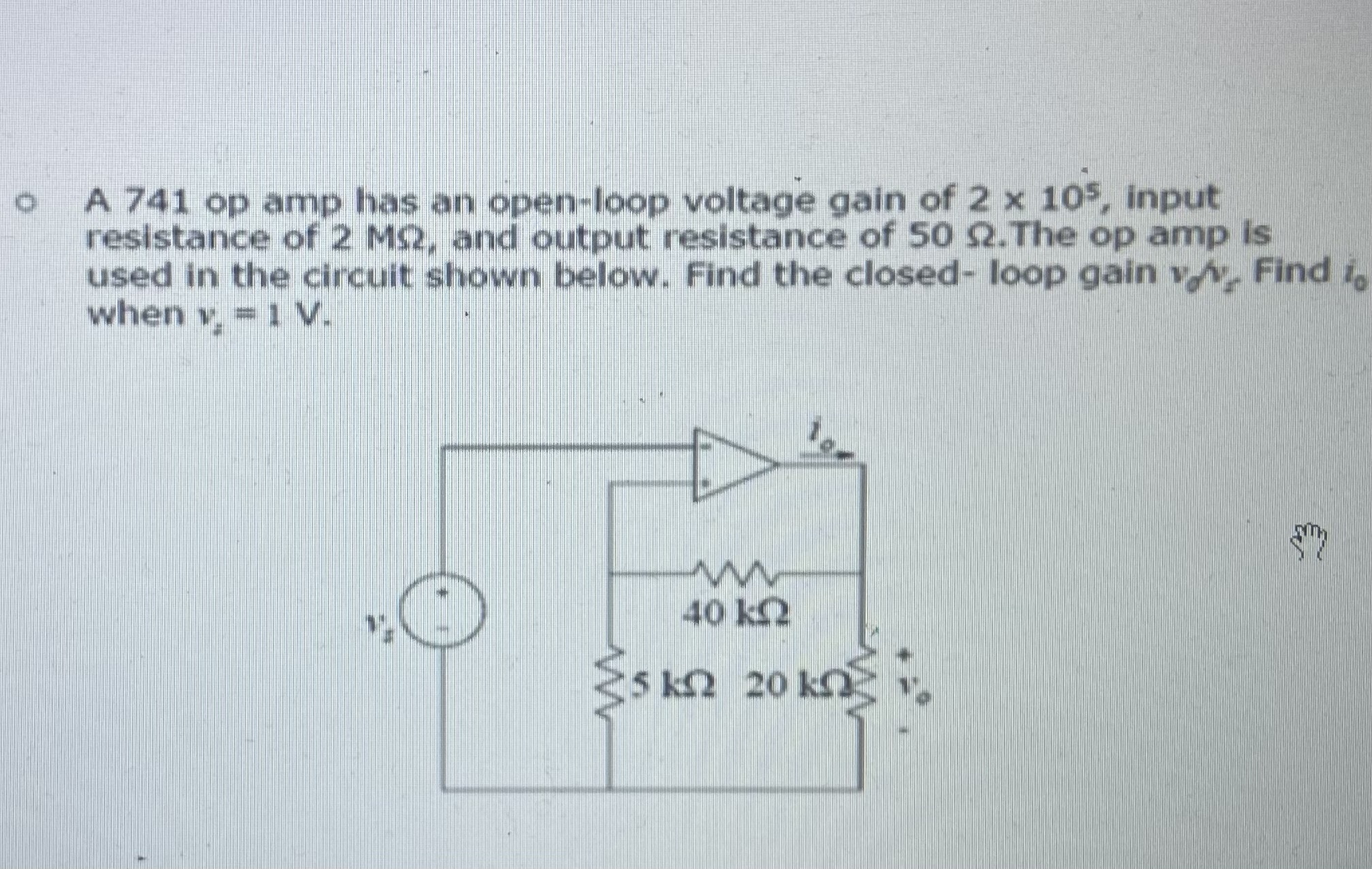 Solved A Op Has An Open Loop Voltage Gain Of Chegg