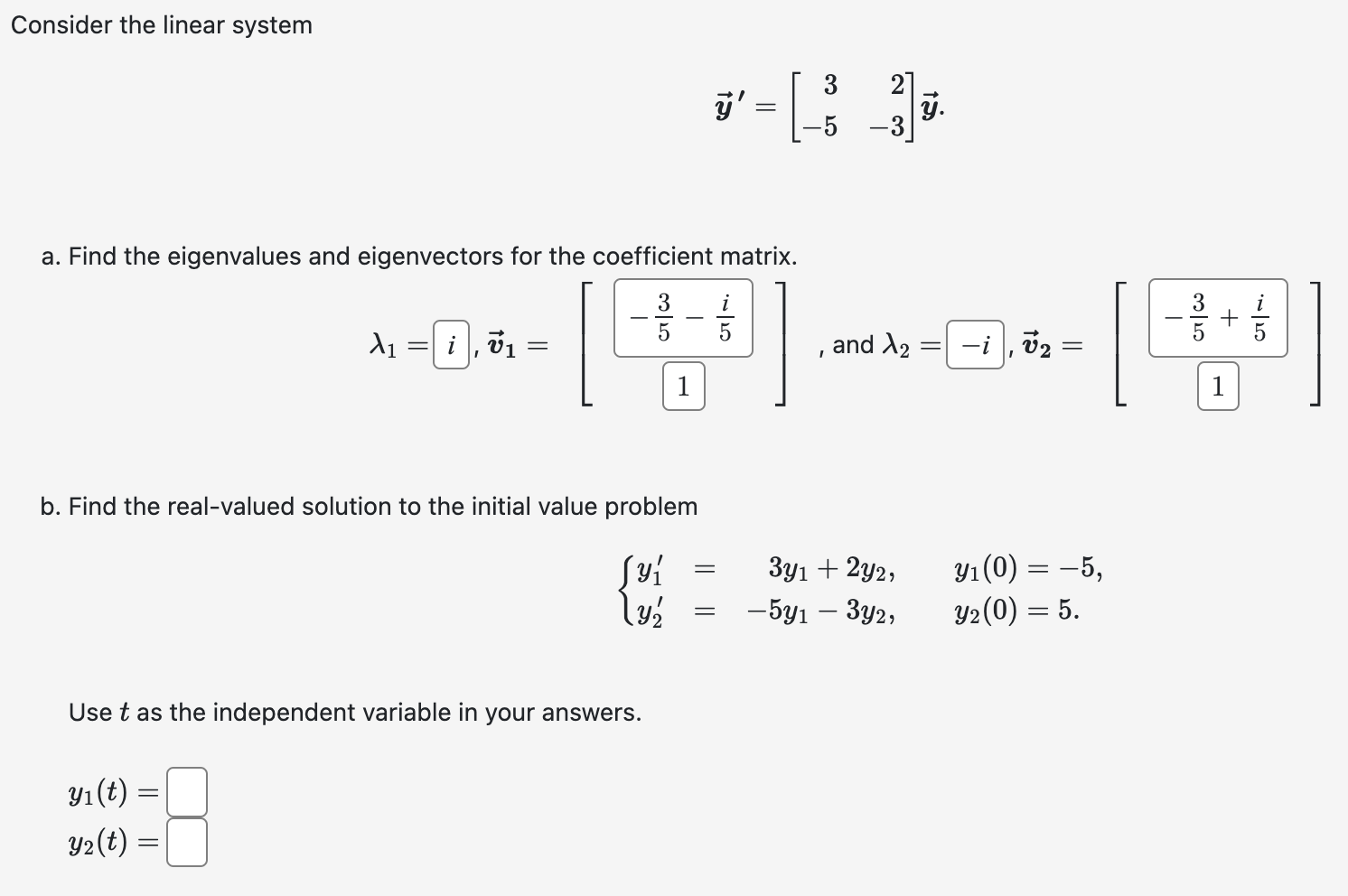 Solved Consider The Linear System Y Y A Find The Chegg