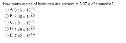 Solved How Many Atoms Of Hydrogen Are Present In 5 07 G Of Chegg