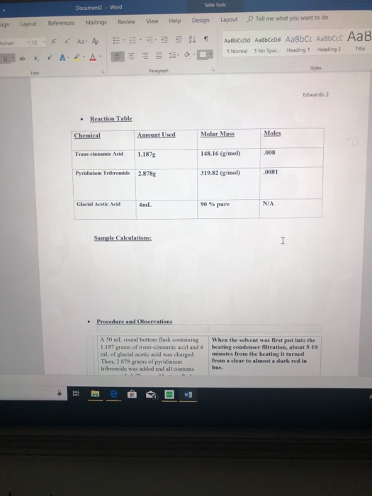 Solved Table Tooh Document Word References Mailings Review Chegg