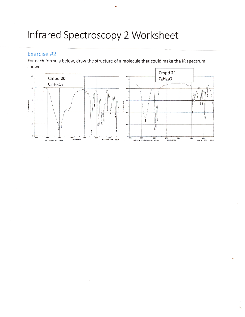 Solved Infrared Spectroscopy 2 Worksheet Exercise 1 Match Chegg