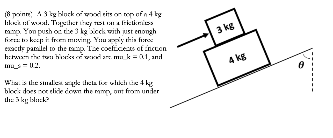 Solved 3 Kg 8 Points A 3 Kg Block Of Wood Sits On Top Of A Chegg