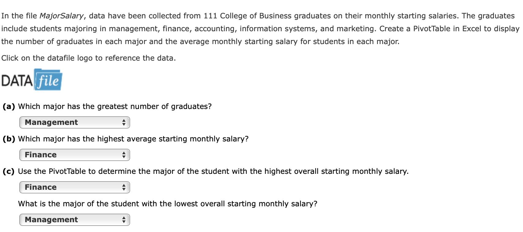 Solved In The File Majorsalary Data Have Been Collected Chegg