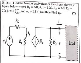 Solved Q1 B Find The Norton Equivalent Or The Circuit