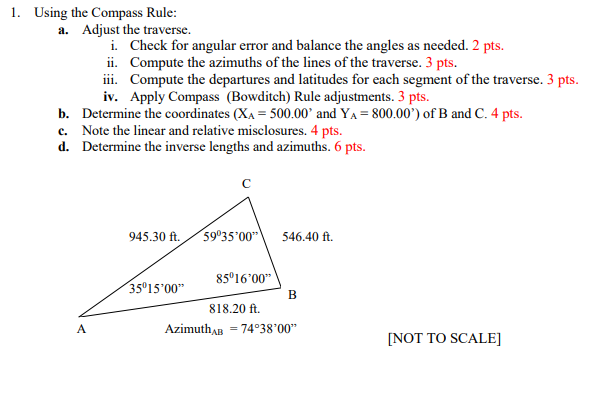 Solved Use Compass Rule To Adjust Traverse Determine Chegg