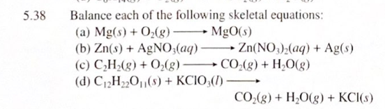 Solved Balance Each Of The Following Skeletal Equations A Chegg