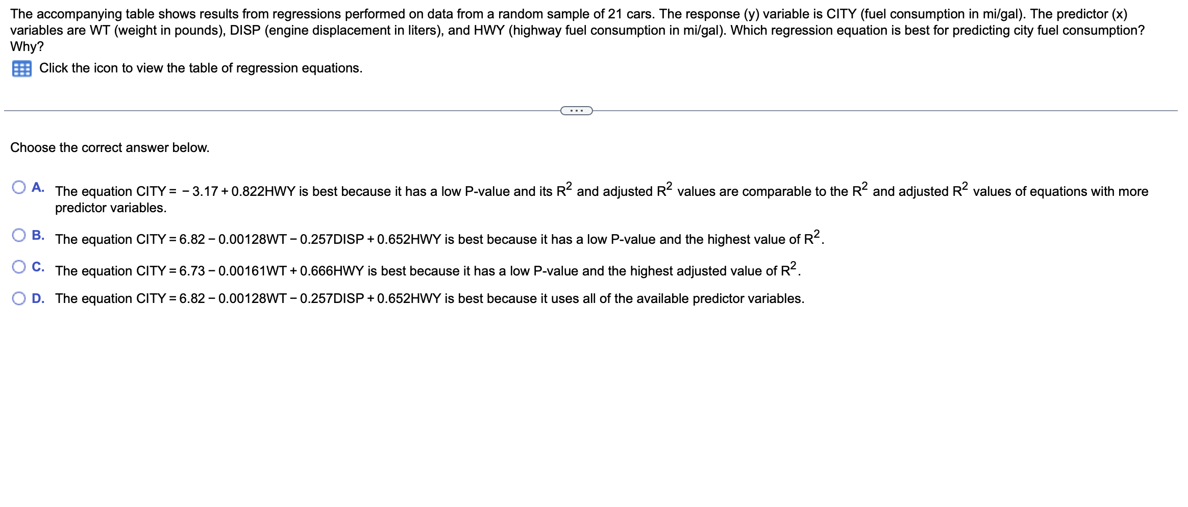 Solved The Accompanying Table Shows Results From Regressions Chegg