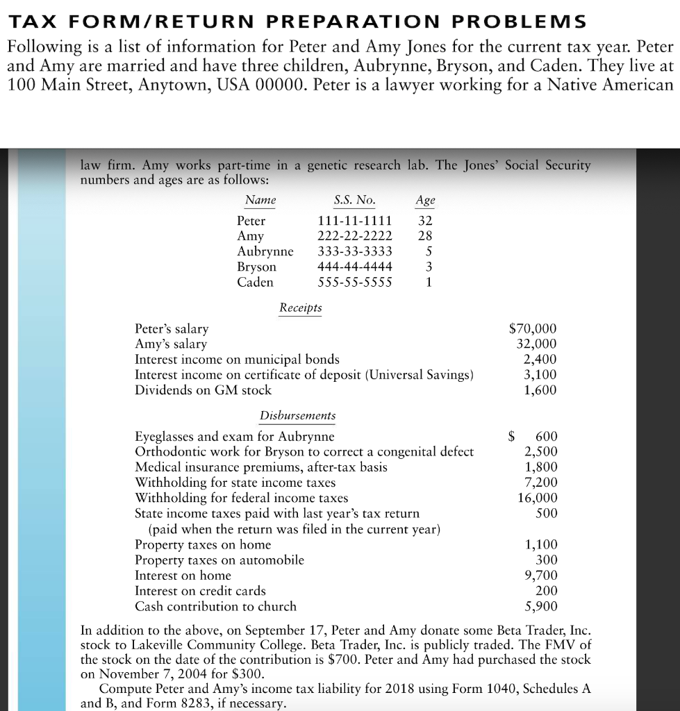 Tax Form Return Preparation Problems Following Is A Chegg