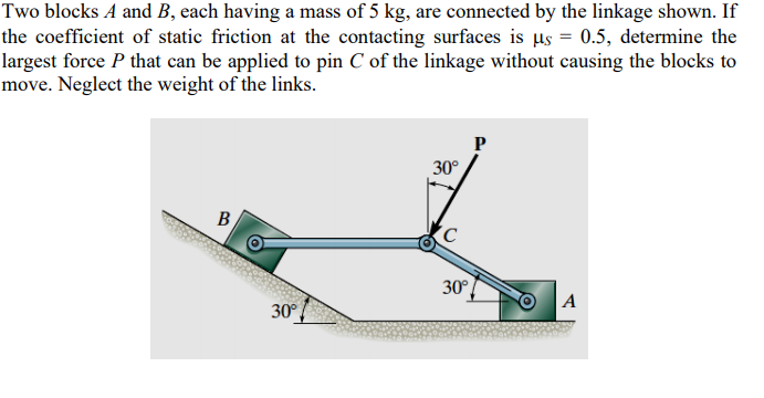 Solved Two Blocks A And B Each Having A Mass Of 5 Kg Are Chegg