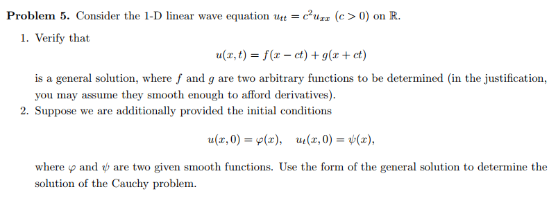 Solved Problem Consider The D Linear Wave Equation Utt Chegg