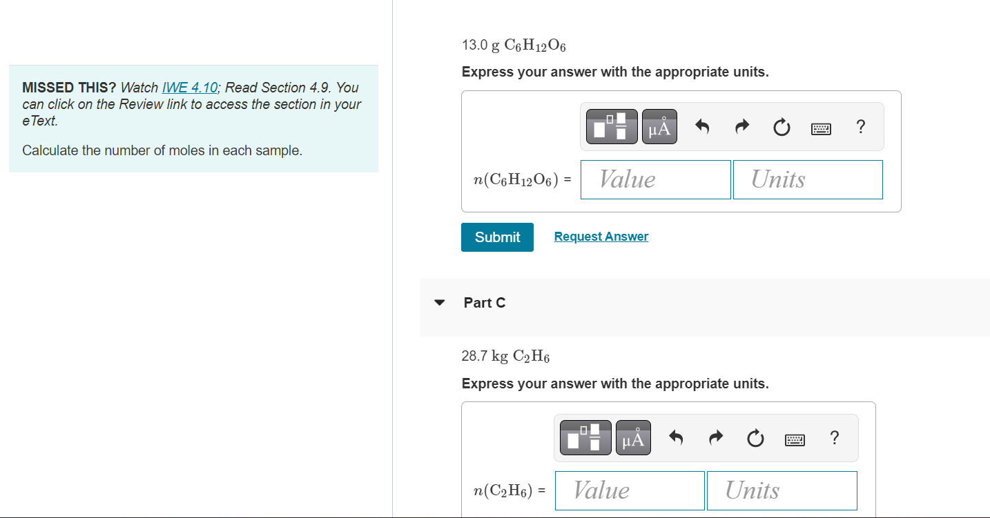 Solved Submit Request Answer Part C 28 7 KgC2H6 Express Your Chegg