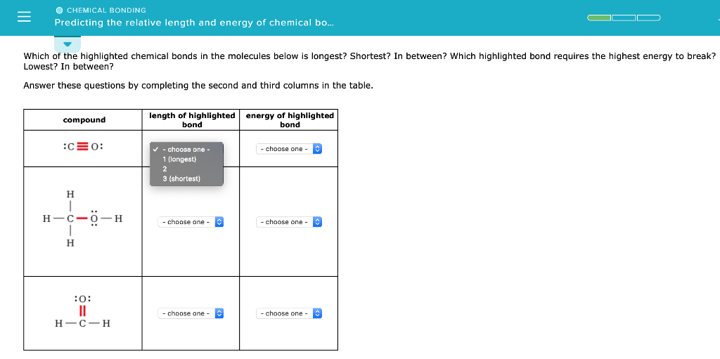 Solved Chemical Bonding Predicting The Relative Length And Chegg