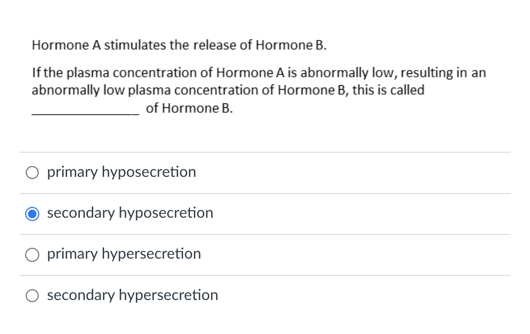 Solved Hormone A Stimulates The Release Of Hormone B If The Chegg