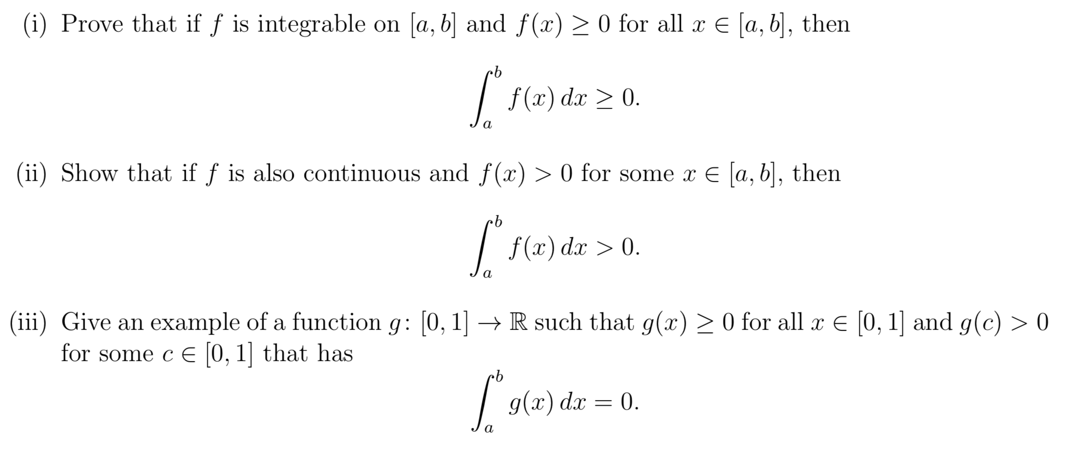 Solved I Prove That If F Is Integrable On A B And F X Chegg