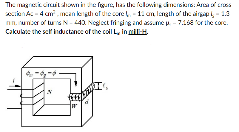 Solved The Magnetic Circuit Shown In The Figure Has The Chegg