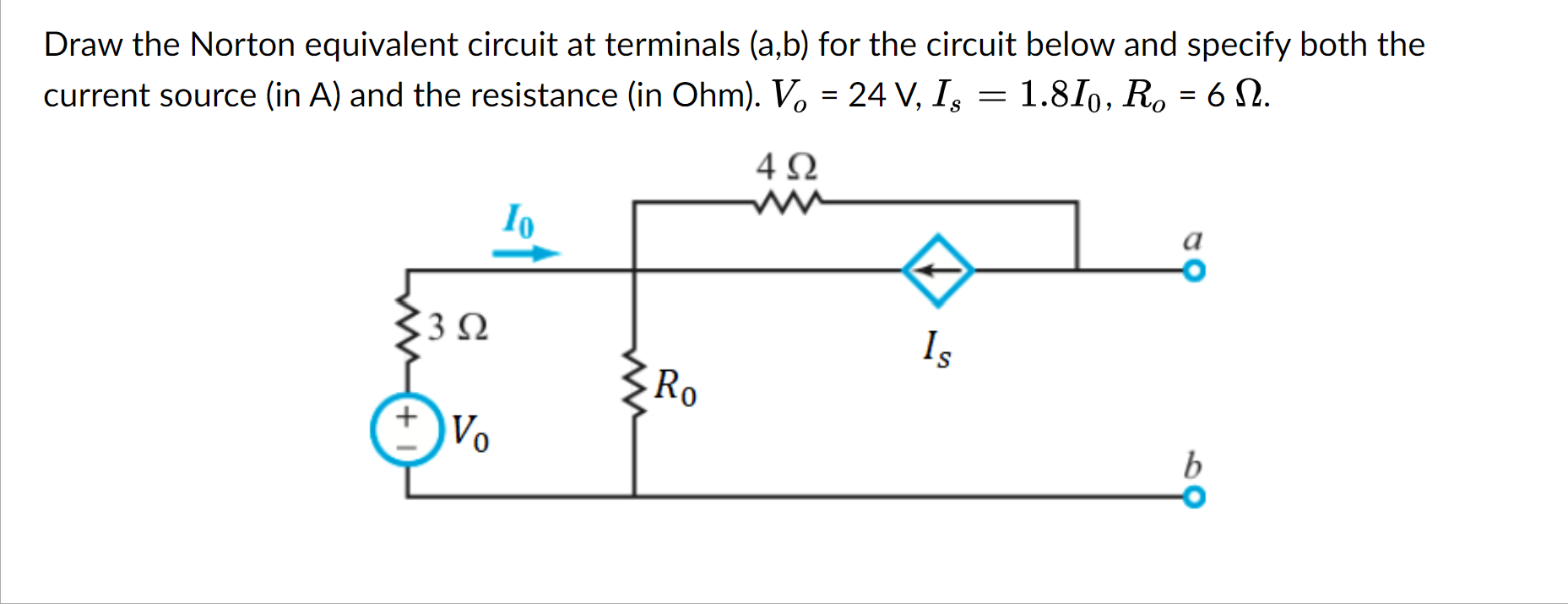 Solved Draw The Norton Equivalent Circuit At Terminals A B Chegg