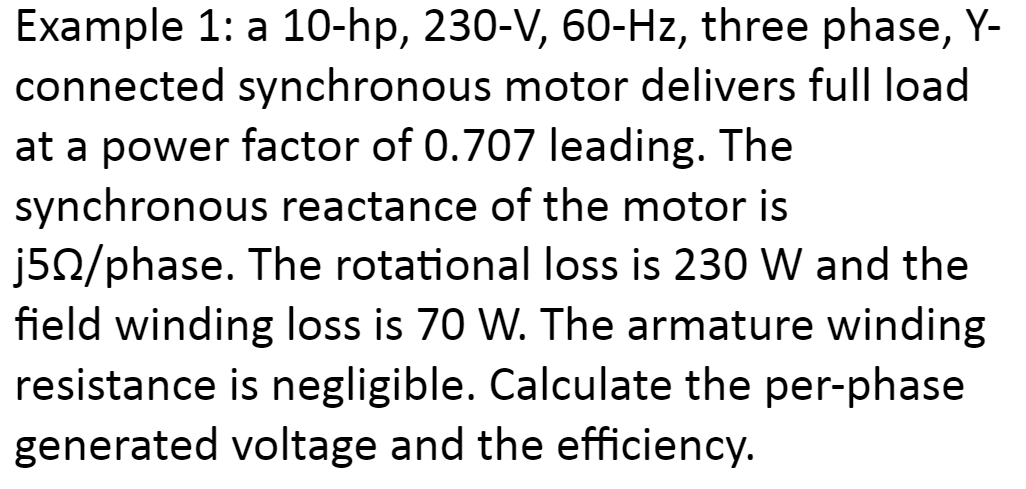 Solved Example A Hp V Hz Three Phase Y Chegg