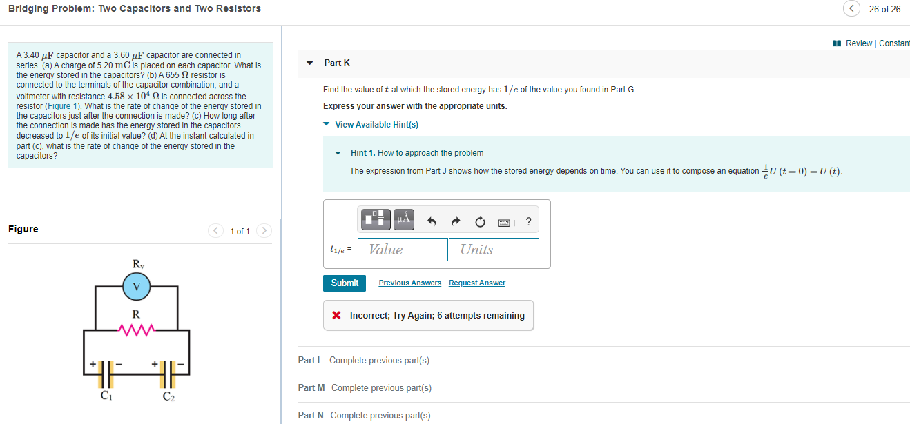 Solved A Review Constants Par J How Does The Energy Stored Chegg