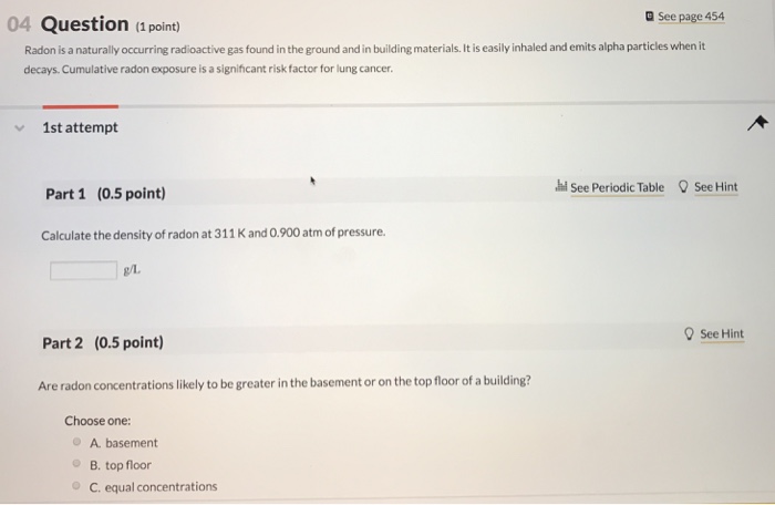 Solved C See Page Question Point Radon Is A Chegg