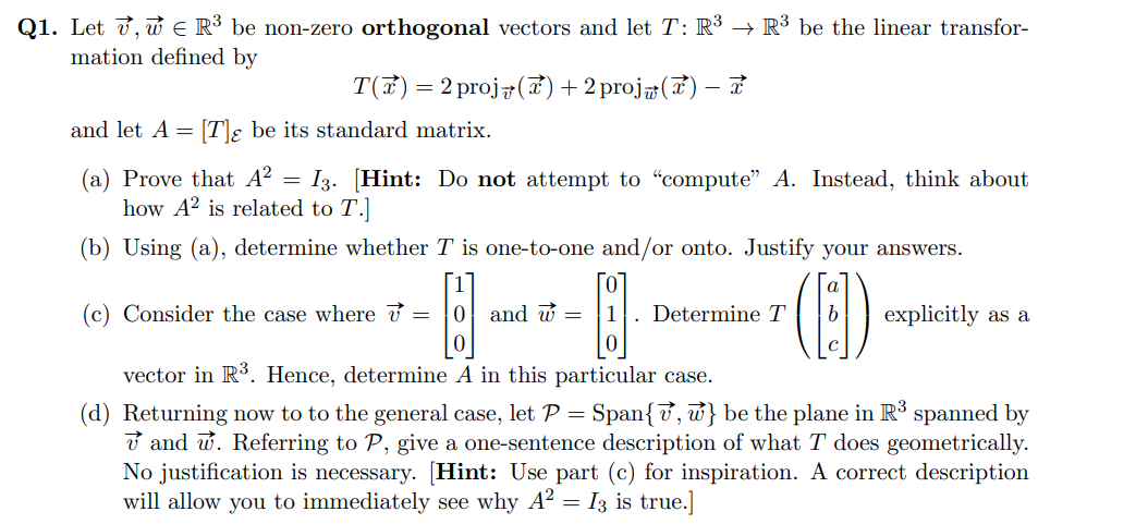 Solved Let V Wr Be Non Zero Orthogonal Vectors And Let Chegg