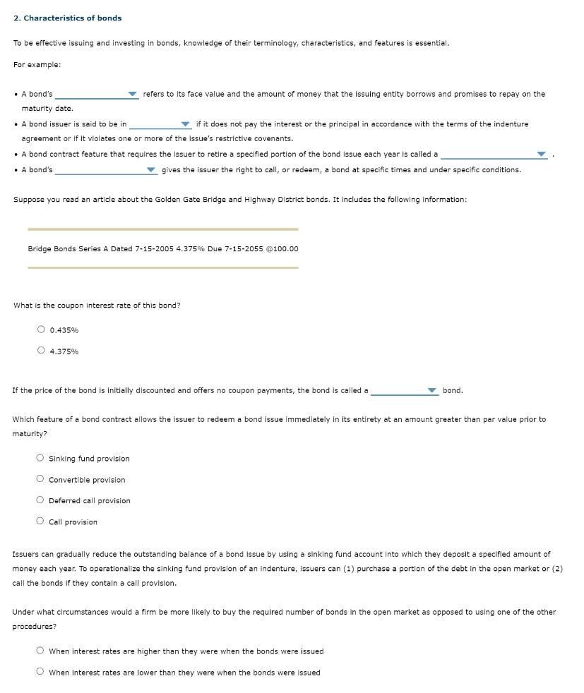 Solved Characteristics Of Bonds To Be Effective Issuing Chegg