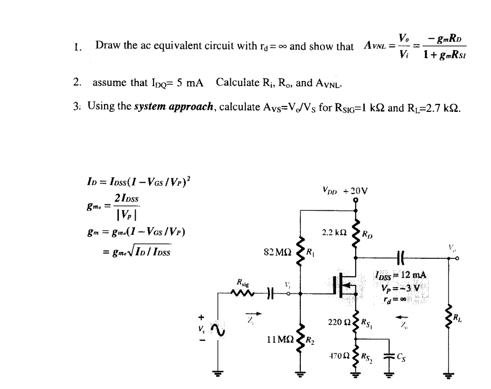 Solved ВтRD 1 gmRsi Draw the ac equivalent circuit with r4 Chegg