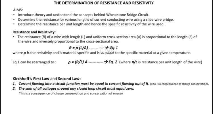 Solved The Determination Of Resistance And Resistivity Aims Chegg