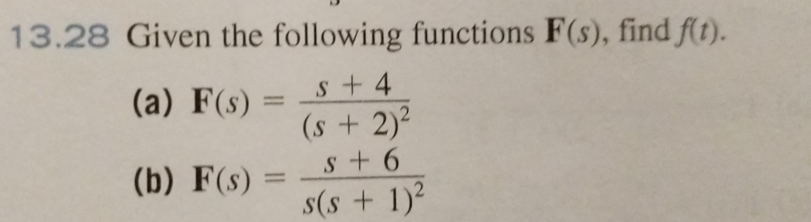 Solved 13 28 Given The Following Functions F S Find F T Chegg