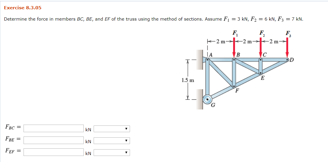 Solved Exercise 8 3 05 Determine The Force In Members BC Chegg