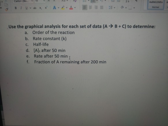 Solved Calibri Bo AaBbCcDdEe V BIUv Ae Normal X Use The Chegg