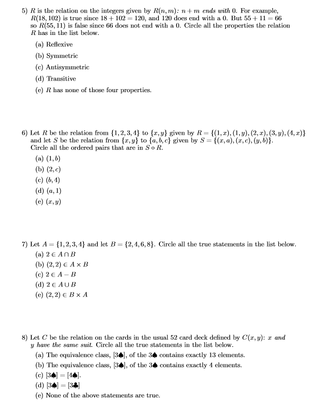 Solved R Is The Relation On The Integers Given By R N Chegg