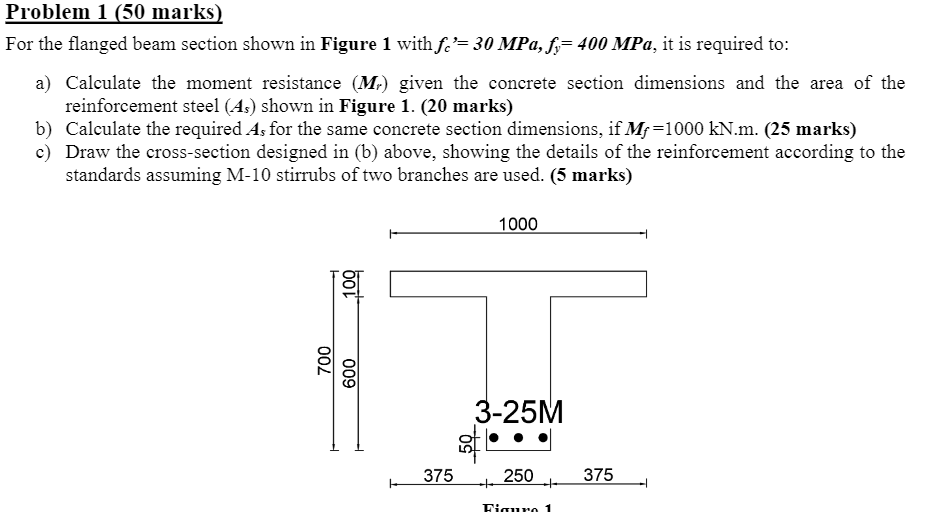 Solved Problem Marks For The Flanged Beam Section Chegg